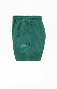 Pacsun Green Seersucker 4.5" Swim Trunks