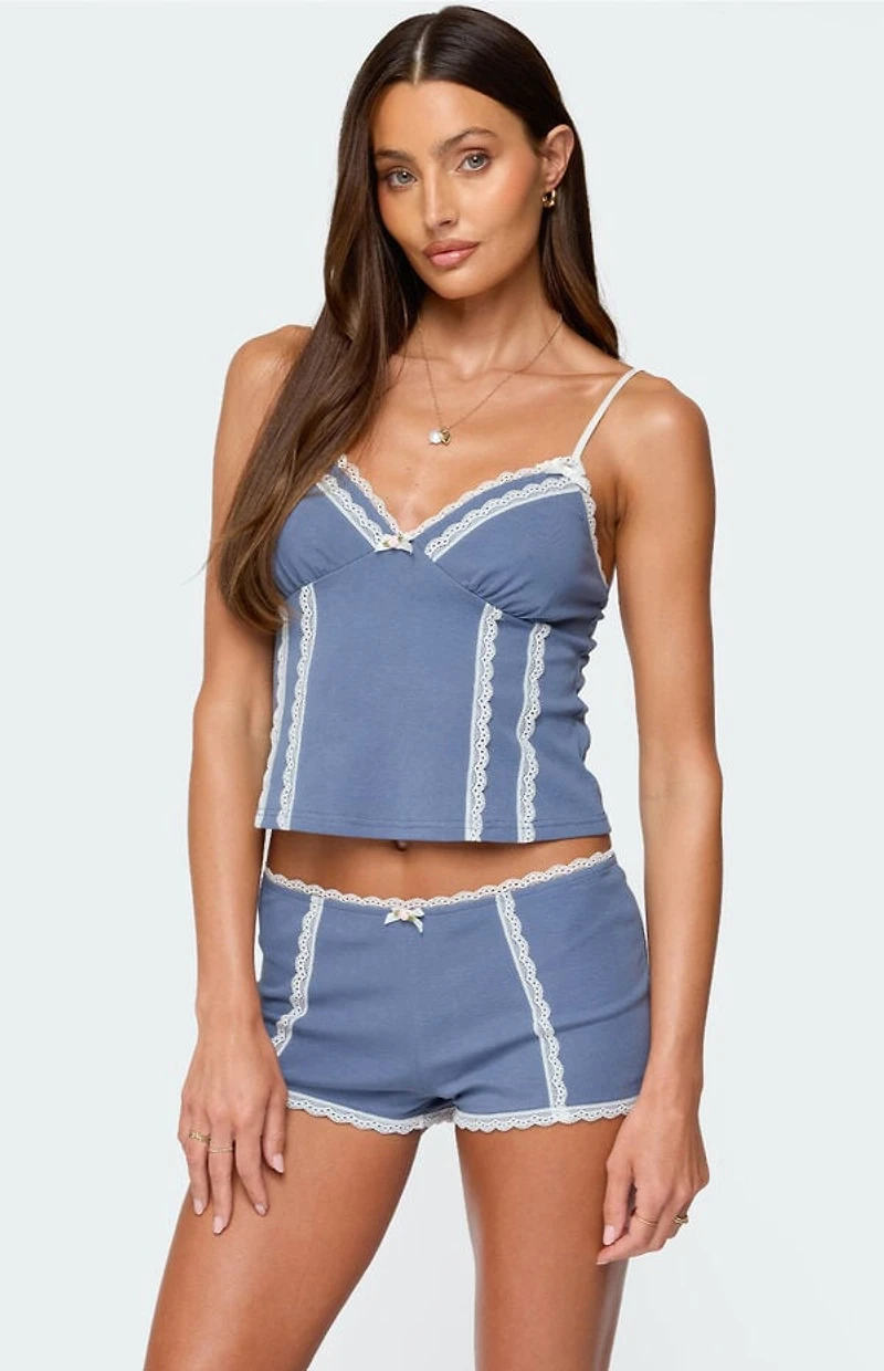 Edikted Eliane Contrast Lacey Tank Top
