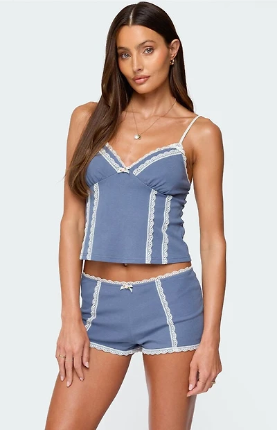 Edikted Eliane Contrast Lacey Tank Top