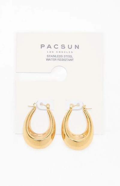 Pacsun Gold Cleo Oval Hoop Earrings