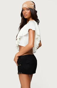 Edikted Deena Ruffled V Neck Top