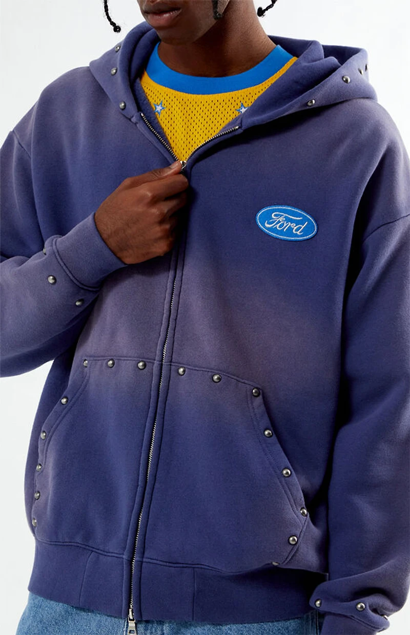 FORD Studded Logo Full Zip Hoodie