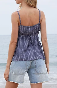John Galt Navy Polka Dot Edith Tank Top