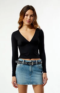 Your Favorite Gianna Plunge V-Neck Long Sleeve Top