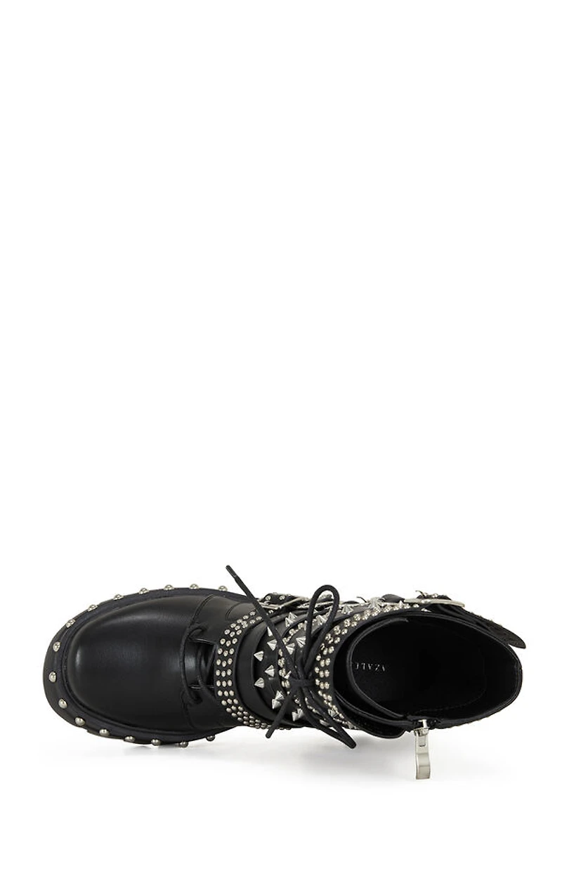 AZALEA WANG Women's Winola Silver Faux Leather Combat Boots