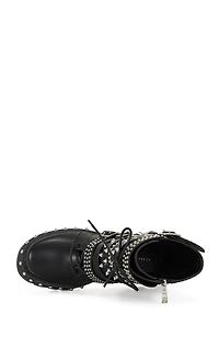 AZALEA WANG Women's Winola Silver Faux Leather Combat Boots