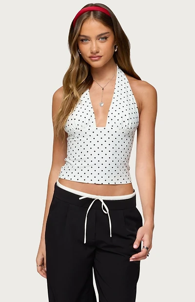 Edikted Blaire Polka Dot Halter Top