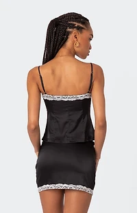 Edikted Feyra Satin Button Front Tank Top