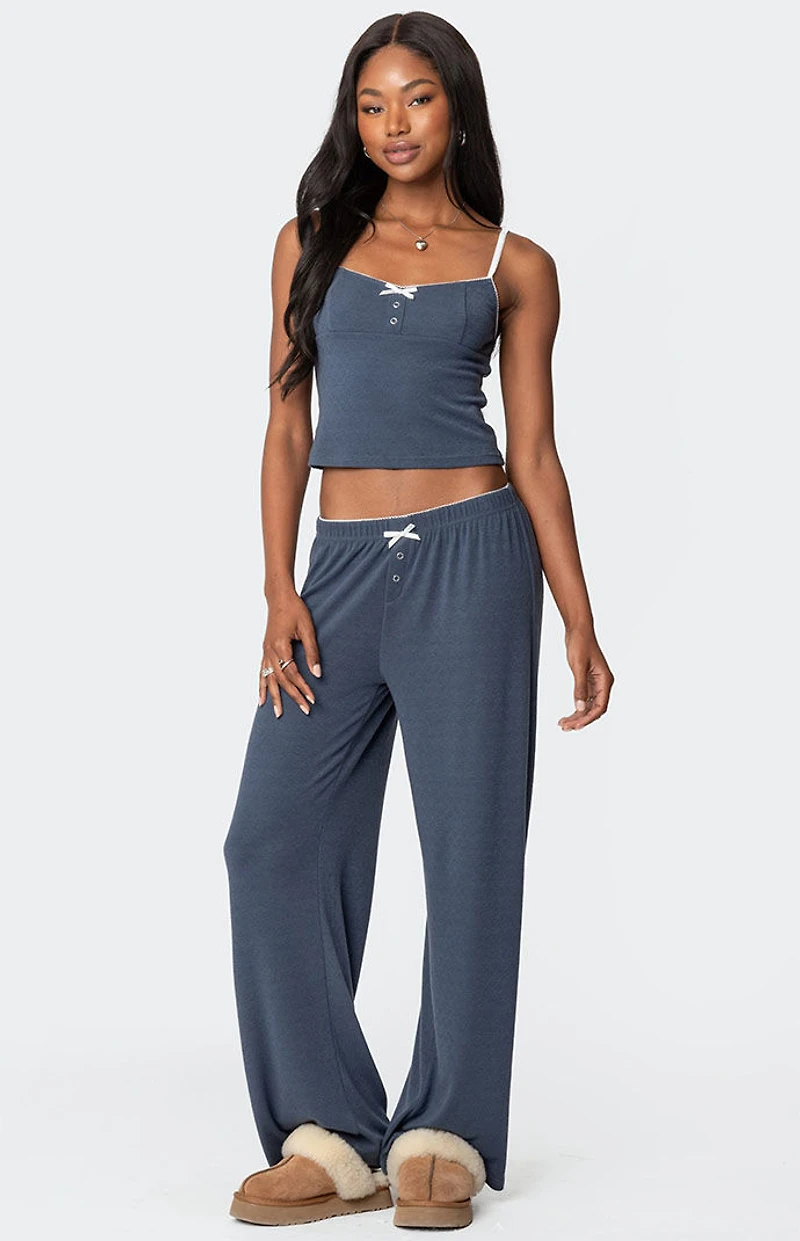 Edikted Kleo Pointelle Henley Tank Top