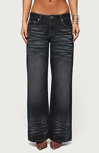 Edikted Magda Acid Wash Low Rise Baggy Jeans