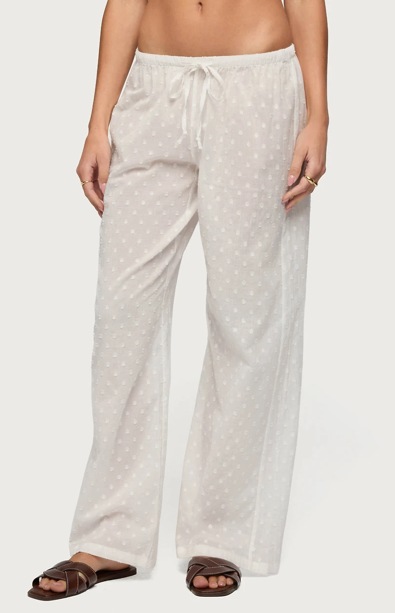 Edikted Embroidered Polka Dot Sheer Cotton Pants