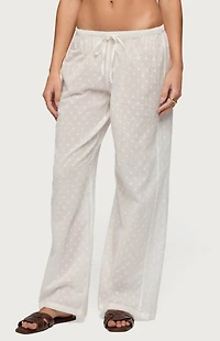 Edikted Embroidered Polka Dot Sheer Cotton Pants