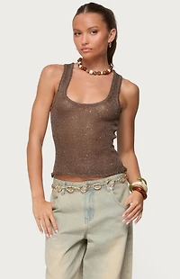 Edikted Eleora Sequin Knit Tank Top