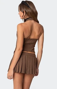 Edikted Palmer Plaid Bow Halter Top