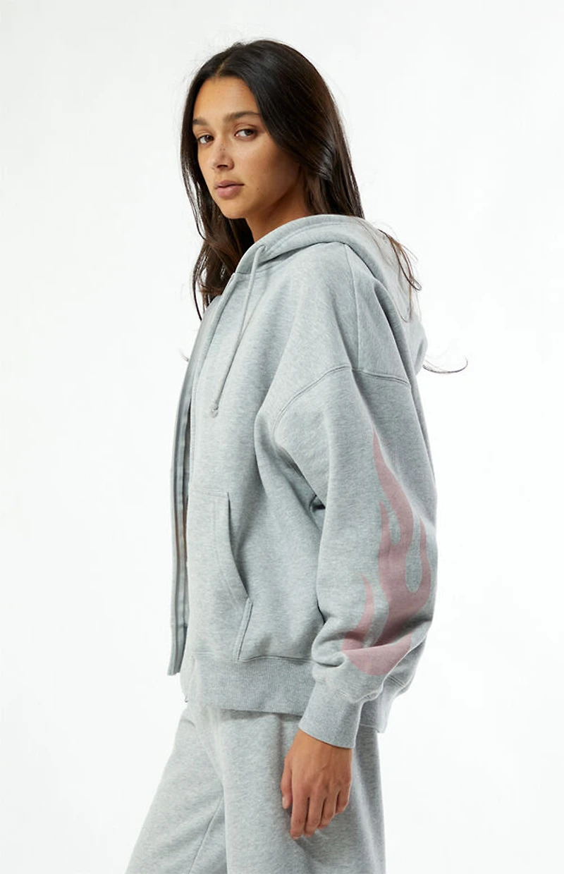 Pacsun Pink Flames Full Zip Hoodie