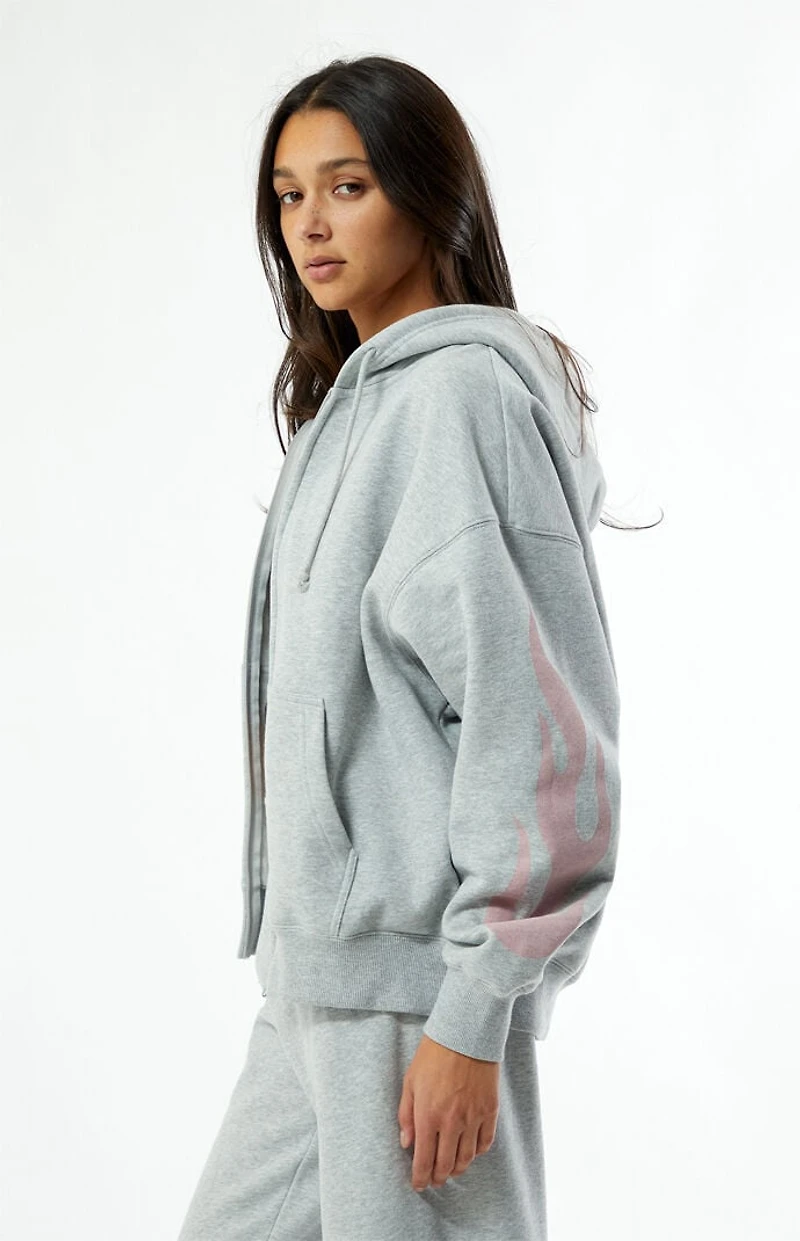 Pacsun Pink Flames Full Zip Hoodie