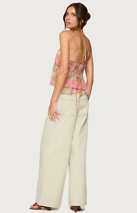 Edikted Dragon Lily Layered Mesh Halter Top