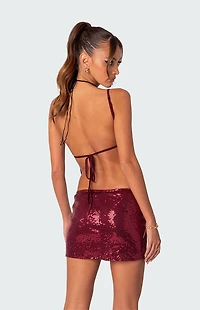 Edikted Cosmo Open Back Sequin Top