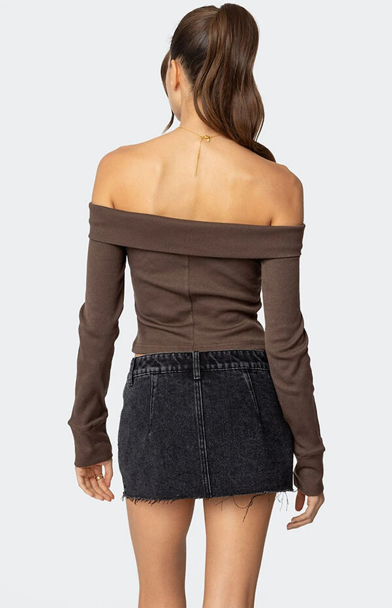 Edikted Clarissa Fold Over Ribbed Top