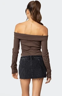 Edikted Clarissa Fold Over Ribbed Top