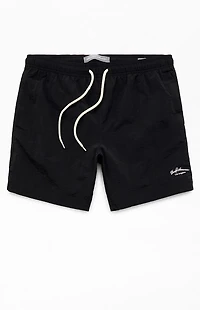 Pacsun Black Solid Collegiate 6.5" Swim Trunks