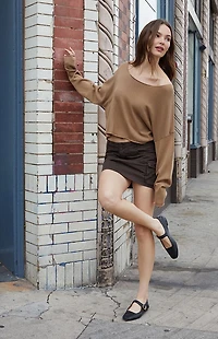 John Galt Light Brown Cameron Cropped Sweater