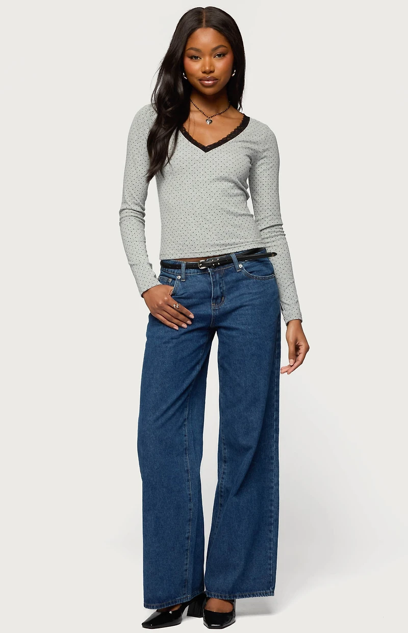 Edikted Morah Lacey Polka Dot Top