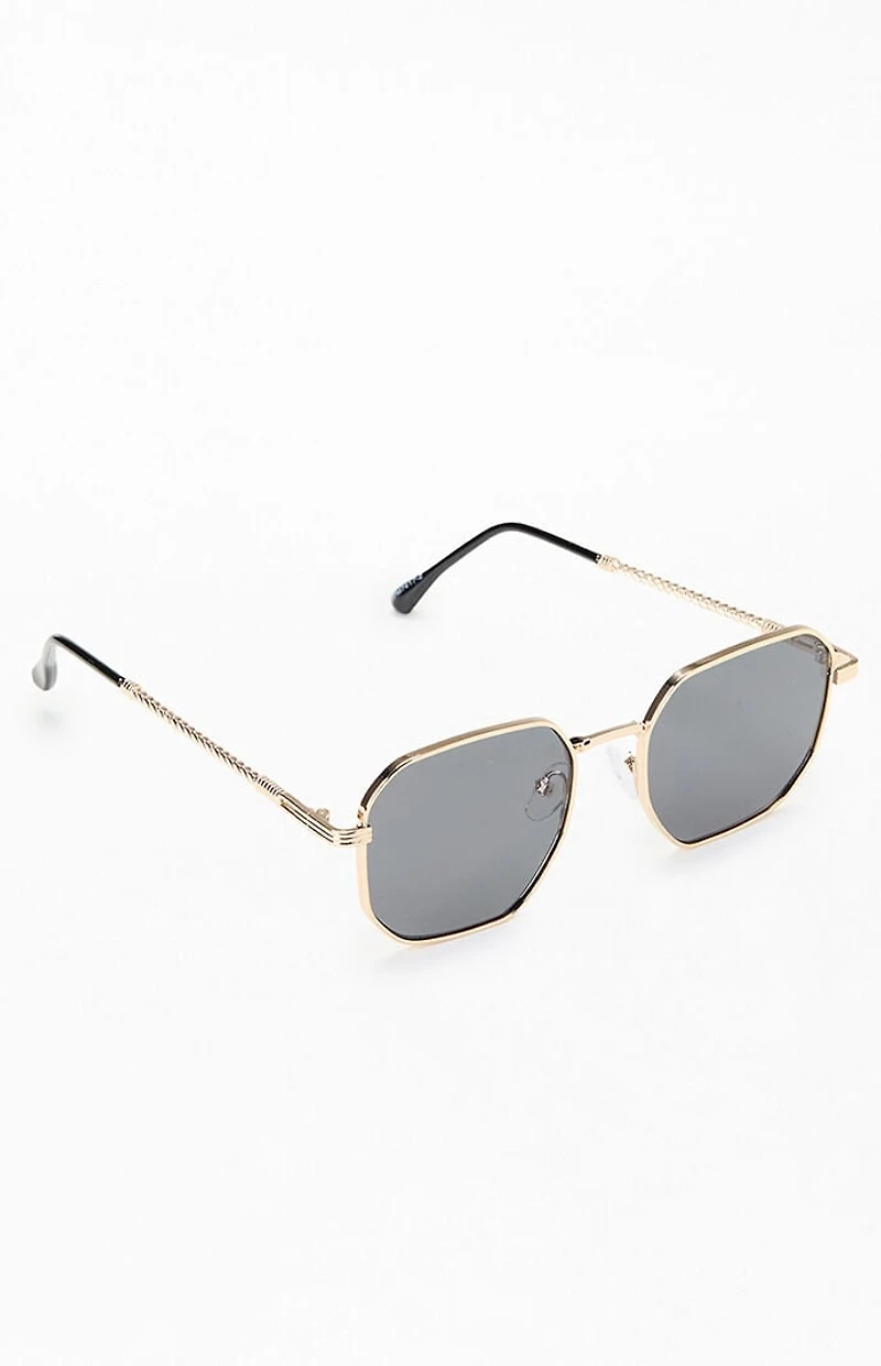 Pacsun Gold Metal Rectangle Frame Sunglasses