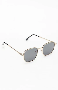 Pacsun Gold Metal Rectangle Frame Sunglasses