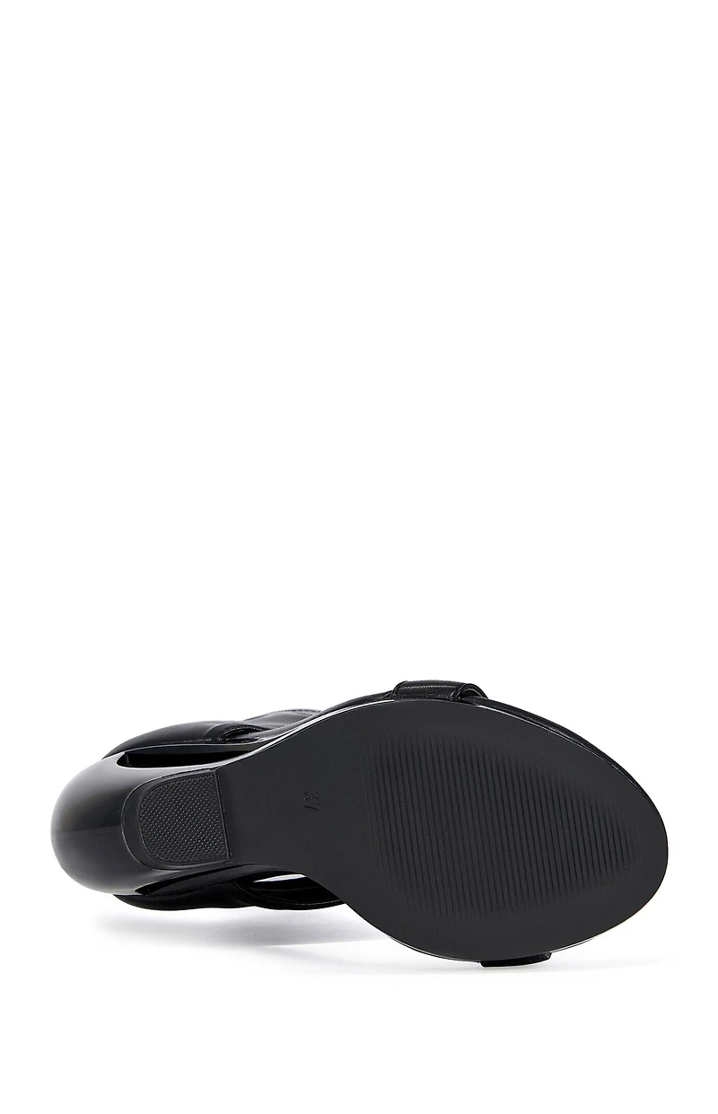AZALEA WANG Women's Black Dumisani Wedge Sandals