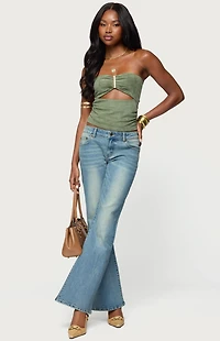 Edikted Jenni Washed Low Rise Flared Jeans