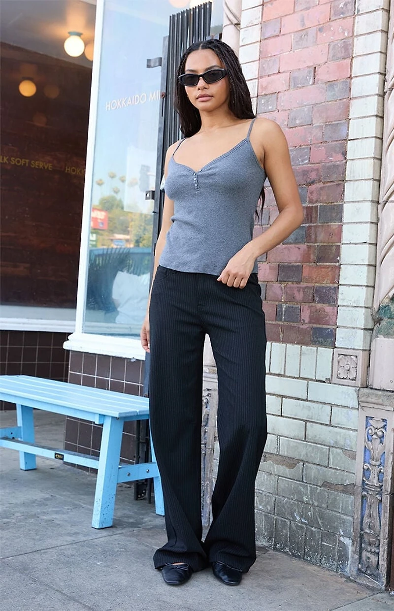 John Galt Dark Gray Button Tank Top