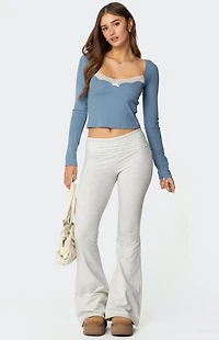 Edikted Morgyn Lace Trim Ribbed Top