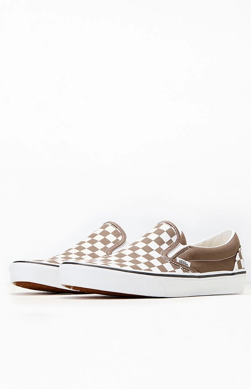 Vans Khaki Checkerboard Slip-On Shoes