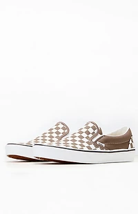 Vans Khaki Checkerboard Slip-On Shoes