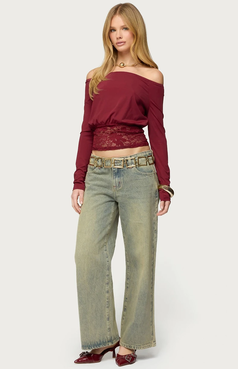 Edikted Dorona Lacey Off Shoulder Top