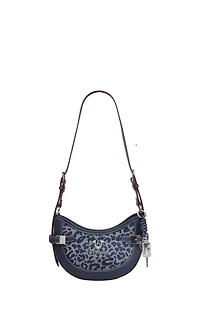 True Religion Blake Leopard Denim Belted Hobo Bag