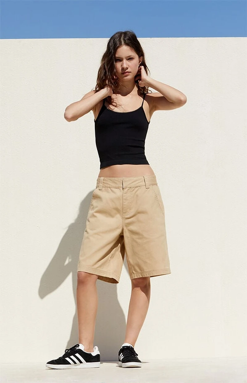 Pacsun Tan Fold-Over Relaxed Workwear Shorts