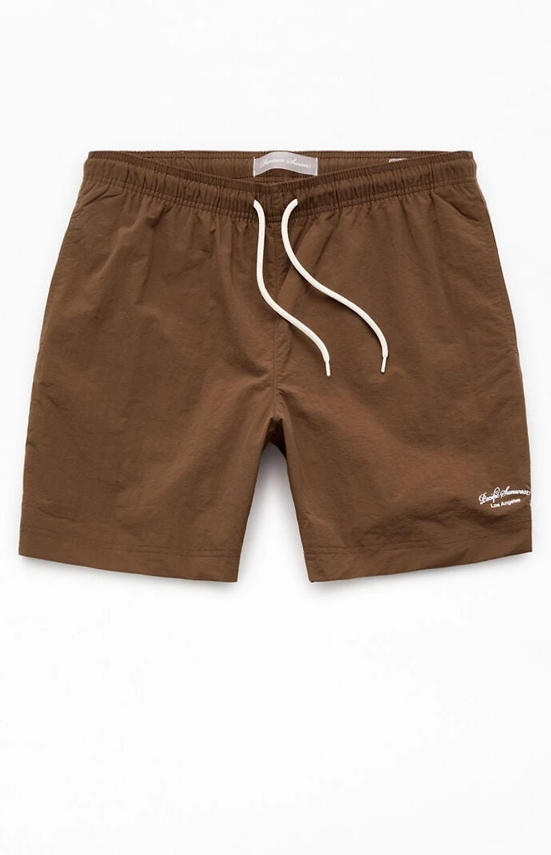 Pacsun Brown Collegiate 6.5" Swim Trunks