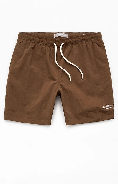 Pacsun Brown Collegiate 6.5" Swim Trunks