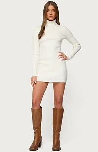 Edikted Turtle Neck Ribbed Knit Mini Dress