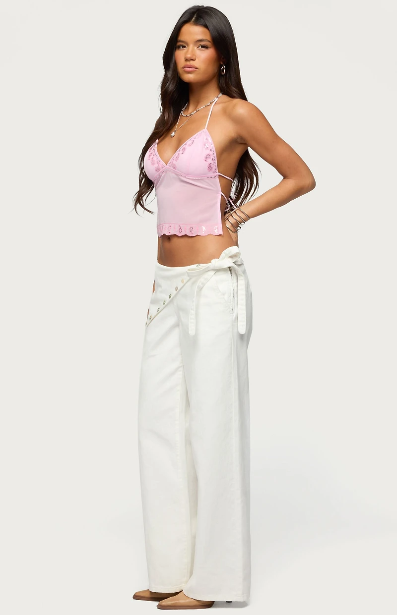 Edikted Allise Backless Sequin Halter Top