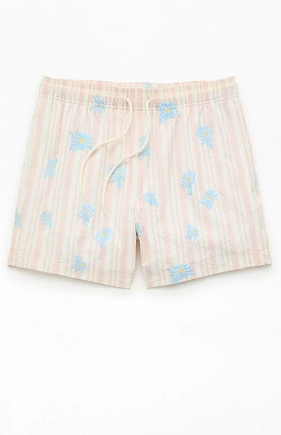 Pacsun Muted Garden Striped Seersucker 4.5" Swim Trunks