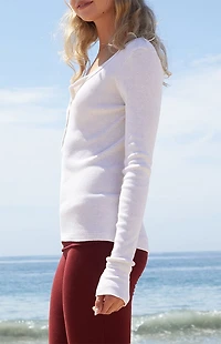 John Galt Beige Ribbed Zelly Long Sleeve Top