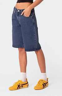 Edikted Oversized Low Rise Denim Bermuda Shorts