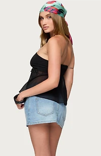 Edikted Sheer Chiffon Babydoll Halter Top