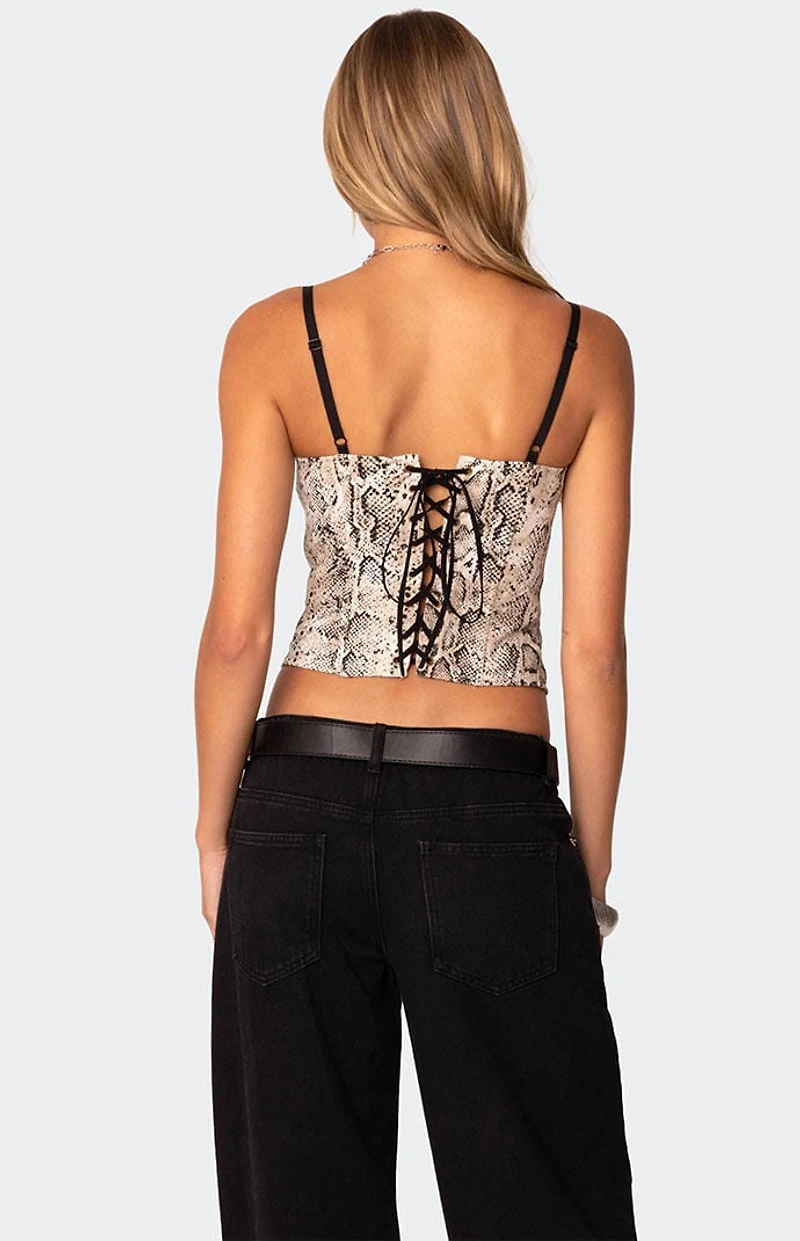 Edikted Snakeskin Denim Corset