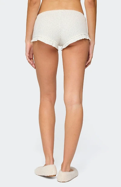 Edikted Avalon Dotted Pointelle Ruffle Shorts