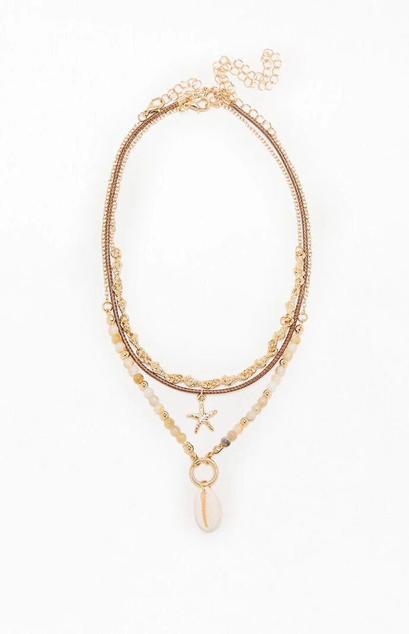 Pacsun Beaded Shell Layered Necklace