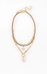 Pacsun Beaded Shell Layered Necklace